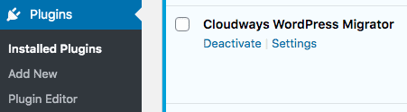 plugin settings of cloudways wordpress migrator