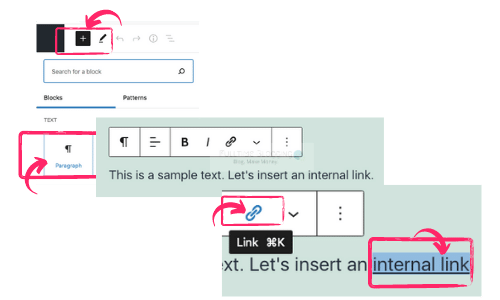 how to insert an internal link