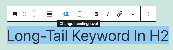 long tail keyword in H2