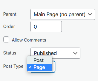edit a post to become a page