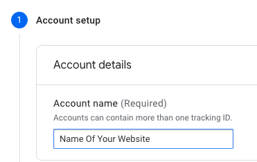 name your property in Google Analytics