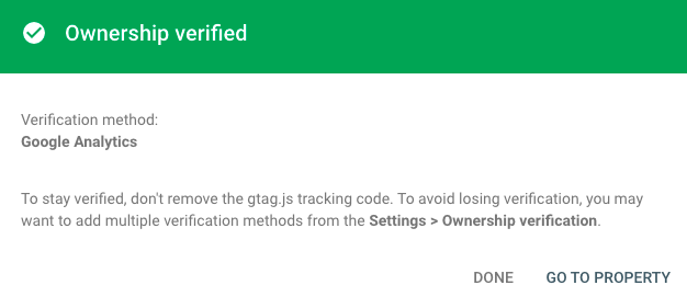 ownership auto verify in google search console