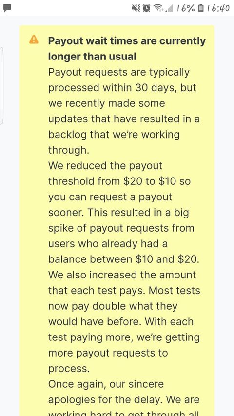 why is usercrowd payout delayed