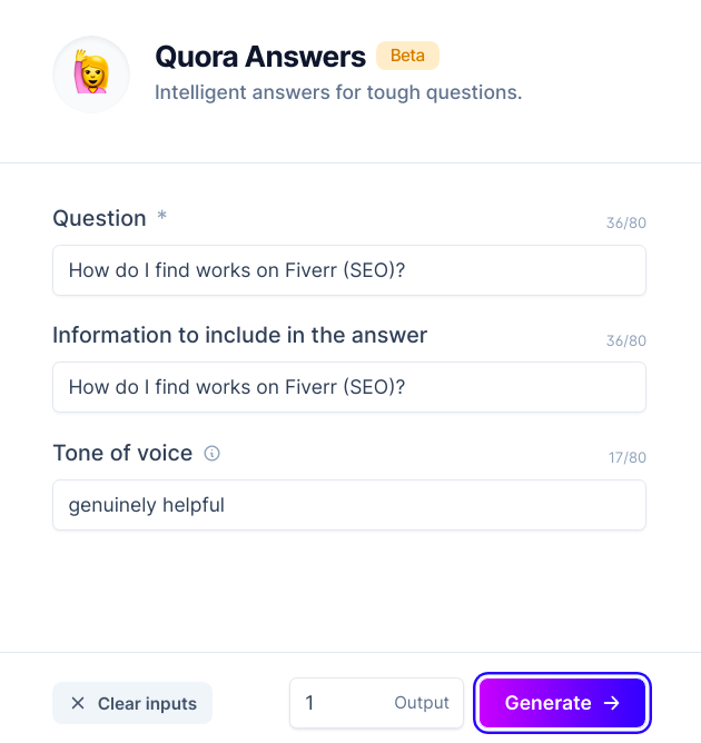 how to use Quora Answers Template in JarvisAI
